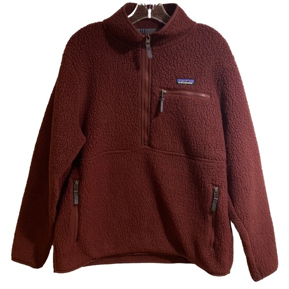 Patagonia Jackets & Blazers - Patagonia Fleece Jacket Maroon Chicory Red Zip Up Womens Size Large With Pockets